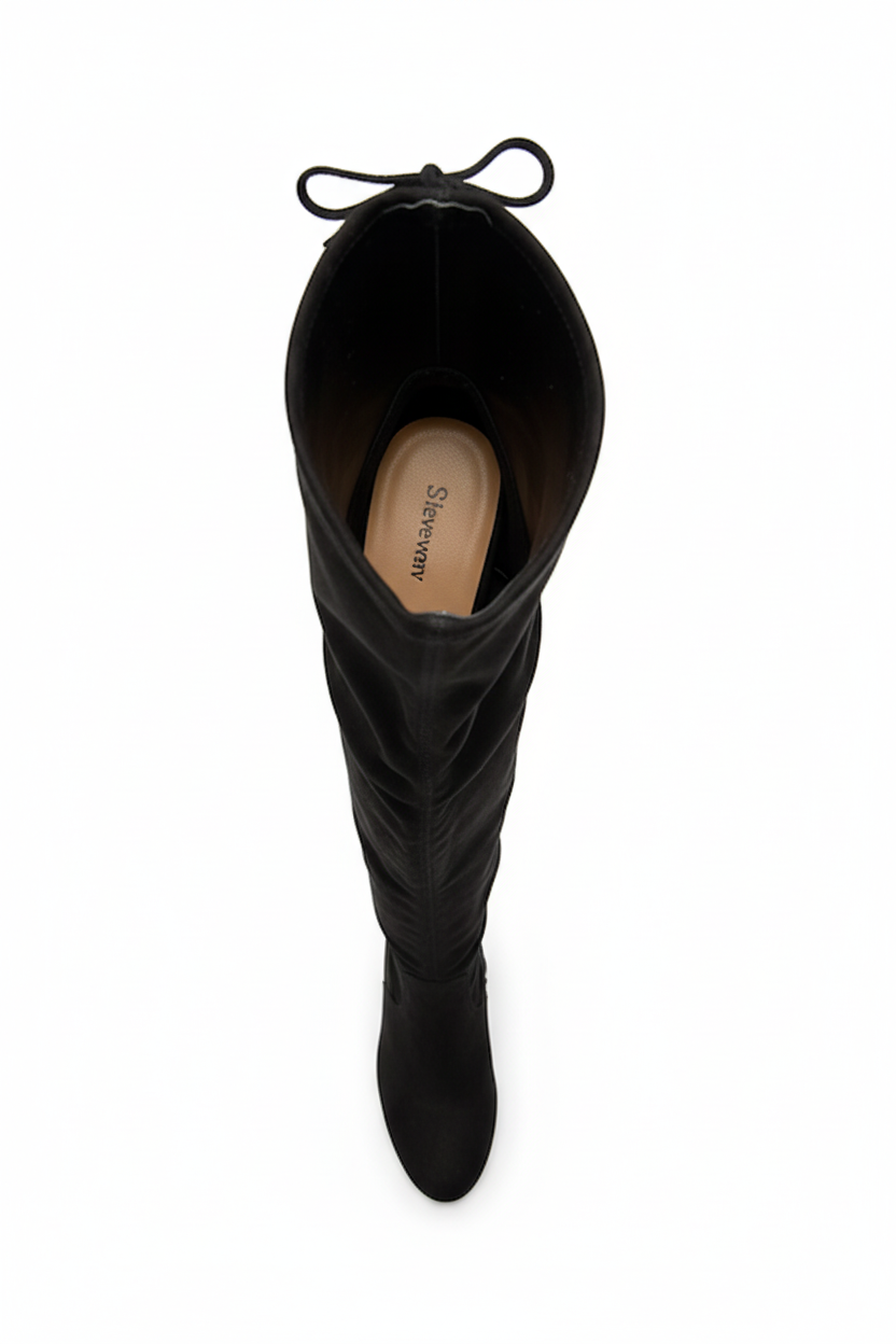 Over-the-knee thigh-high boots - top view displaying interior lining and boot opening for comfort