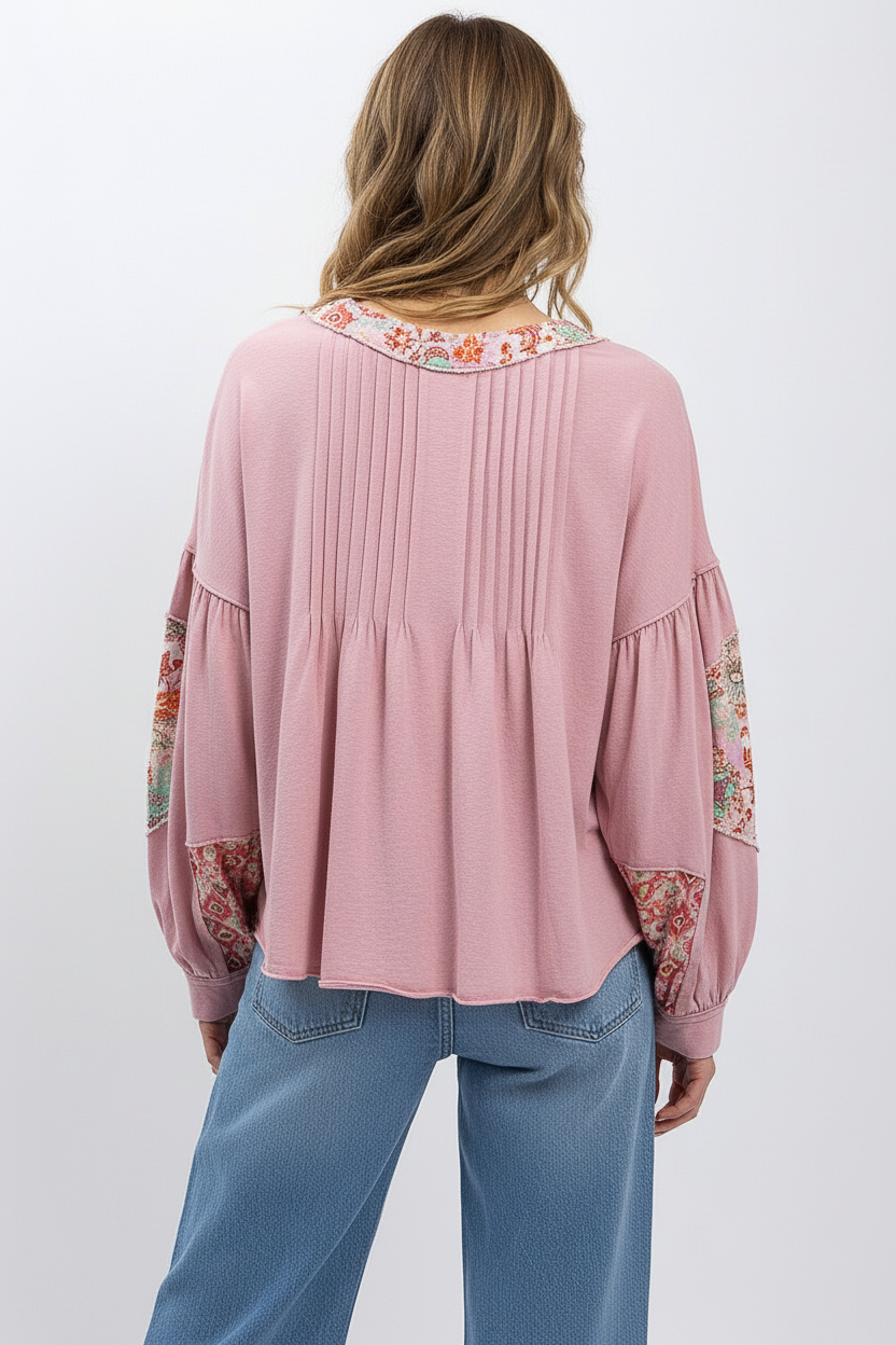 Pink patchwork top - back view