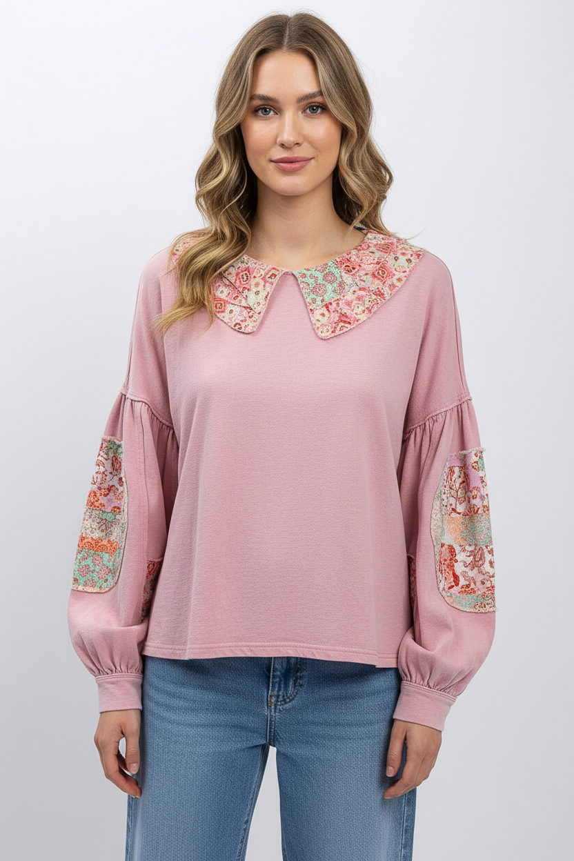 Pink patchwork top - styled