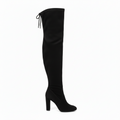 Black knee-high boot on a white background
