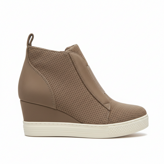 Perforated High-Top Sneaker Wedge