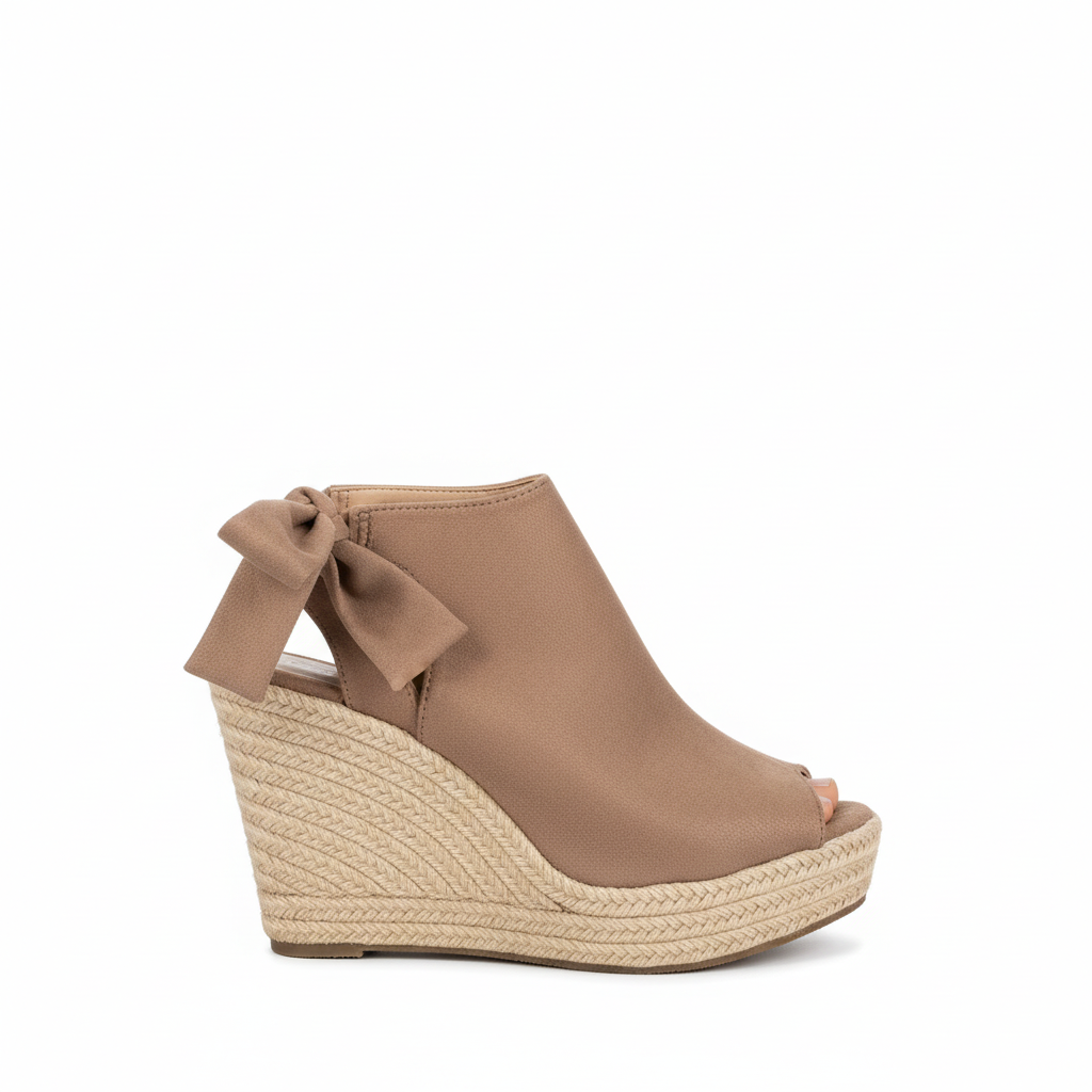 Taupe Espadrille Wedge - Side Profile