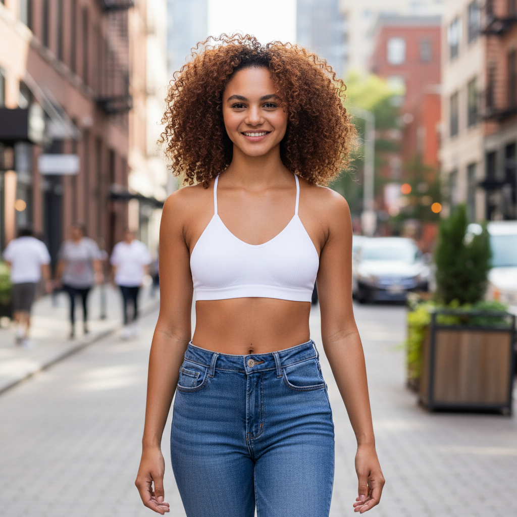 White Ribbed Bralette - City Street