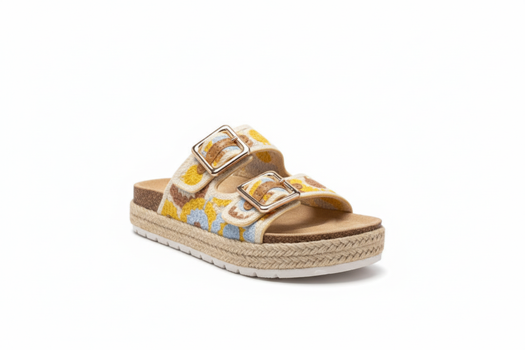 Yellow variant sandals - front three-quarter view