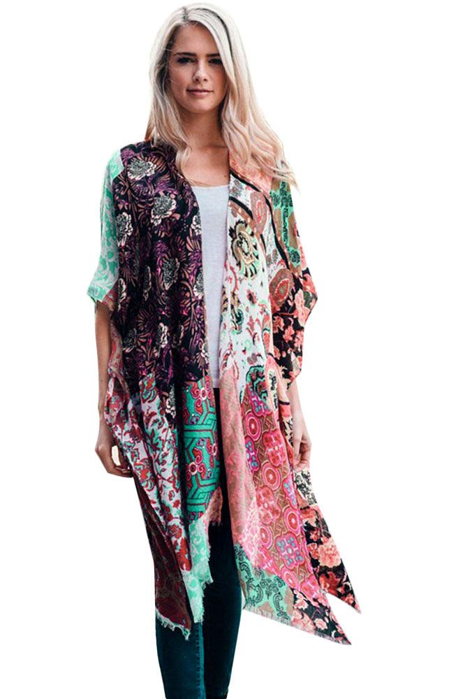 Look totally groovy in this ultra-trendy Boho Floral Patchwork Kimono!