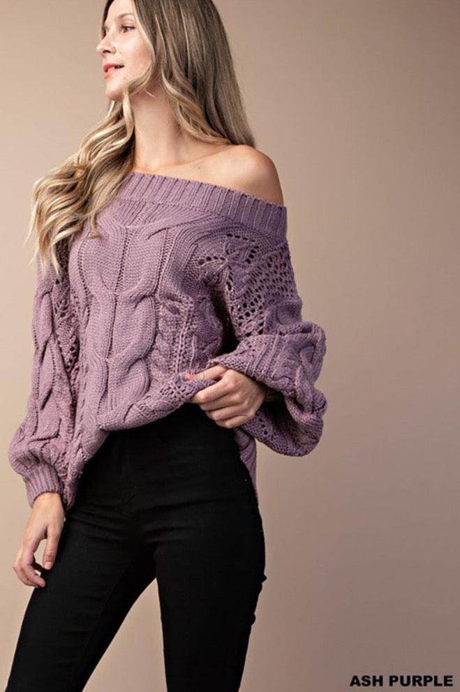 Cable Detailed Puff Sleeves Sweater - Pullovers - BellanBlue