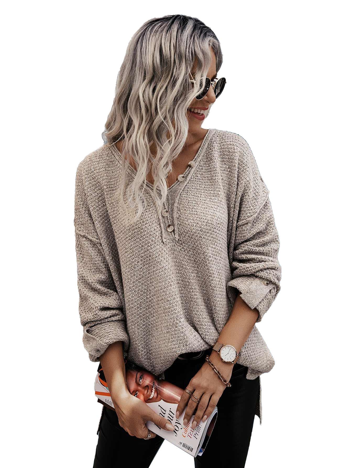 This Casual Sprint Fall Long Sleeve Drop Shoulder Sweater is perfect for those who enjoy a carefree and playful style. 