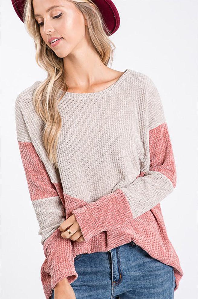 Chunky Velvet Color Block Pullover Sweater - Pullovers - BellanBlue