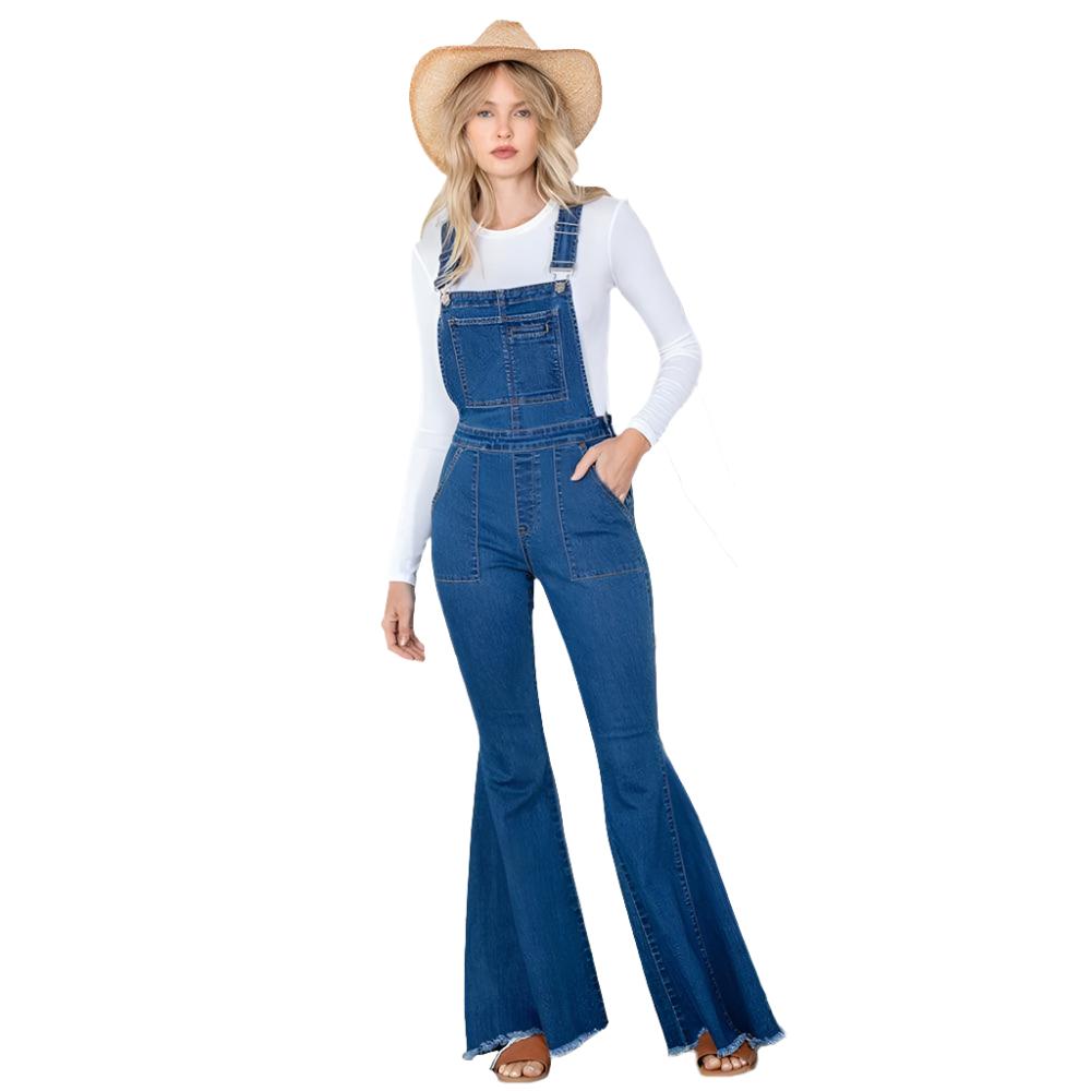 Flare Bell Bottoms Blue Denim Overall - Overalls - BellanBlue