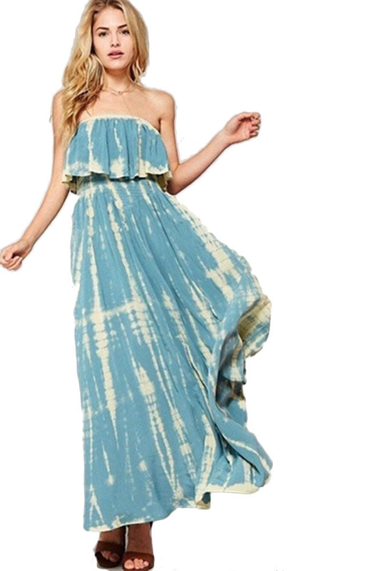 Loose Fit Tie Dye Pattern Dress - Dresses - BellanBlue