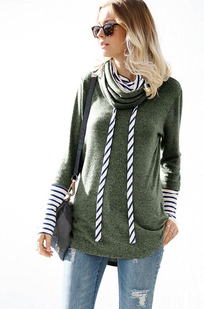 Mock Neck Double Layered Knit Sweater - Shirts & Tops - BellanBlue