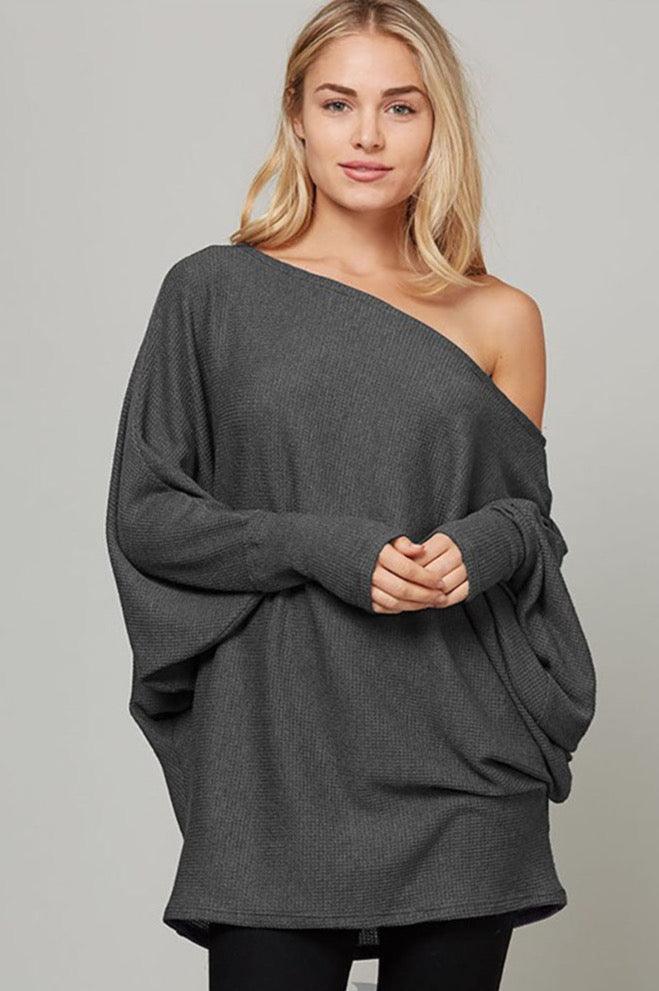 One Shoulder Loose-Fit Knit Tops - Shirts & Tops - BellanBlue
