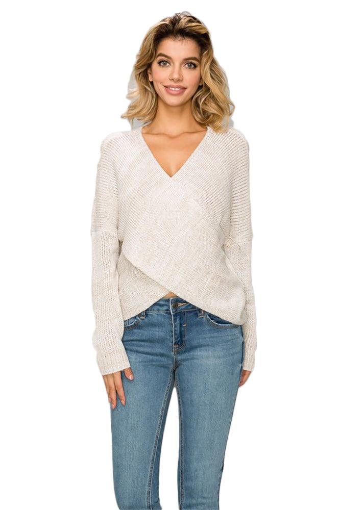 Overlap Knit Sweater - Pullovers - BellanBlue