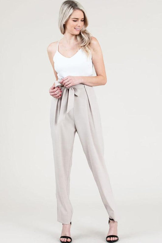 Paper Bag Jumpsuit with Contrast Tank Top - Jumpsuits - BellanBlue