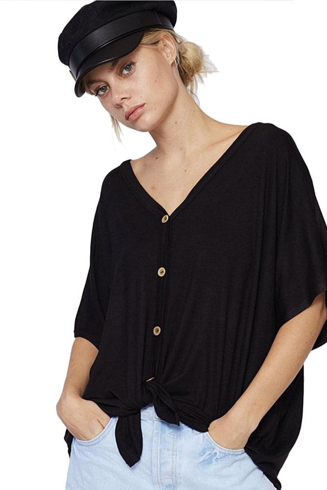 Women Button-Down Self-Tie Front Top - Shirts & Tops - BellanBlue