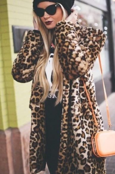 Women Leopard Fur Pocket Detail Jacket - Coats & Jackets - BellanBlue