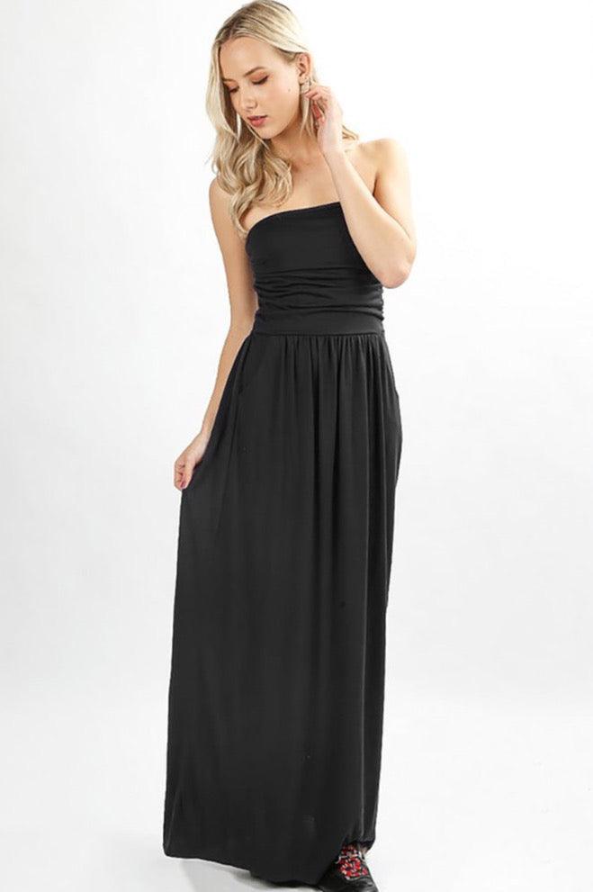 Women Off Shoulder Viscose Tube Maxi Dress - Dresses - BellanBlue