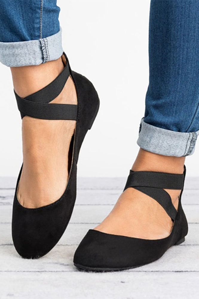 Women's Ankle Criss Cross Ballet Flats -  - BellanBlue