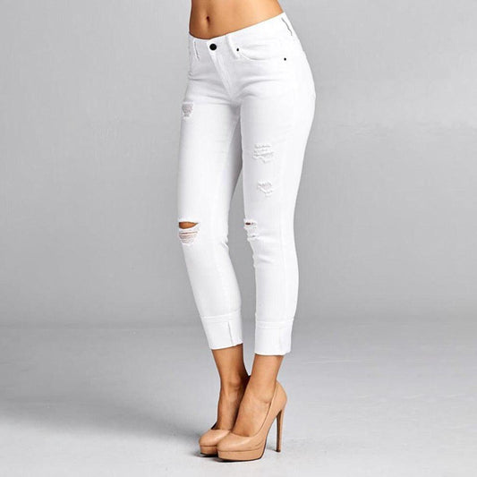Women's Ankle Skinny White Jeans - Jeans - BellanBlue