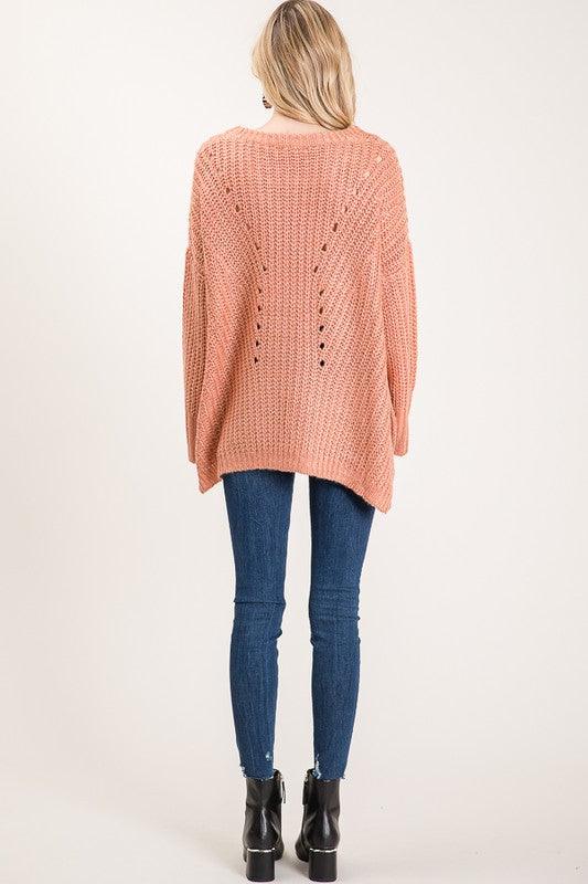 Women's Cable Knit Over-Sized Sweater - Outerwear - BellanBlue