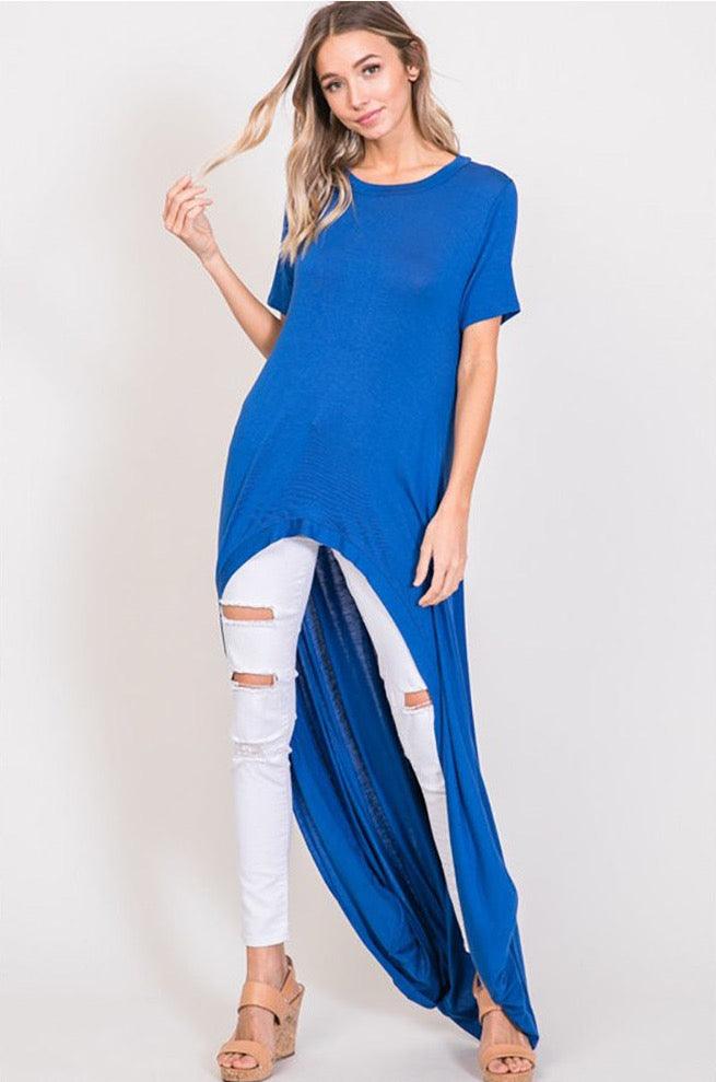 Women's Casual Solid Short Sleeve Maxi Tunic Tops - Shirts & Tops - BellanBlue