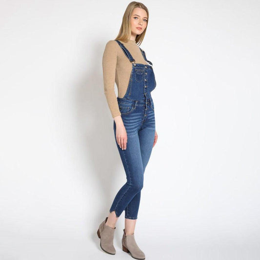 Get your legs lookin' lean and mean in these fab fitting Women's Denim Skinny Overalls! 