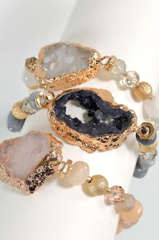 Women's Electroplated Raw Natural Stone Bracelet - Bracelets - BellanBlue