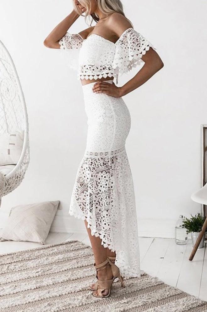 Women's Esley Vibrant Life White Lace Bodycon Sets - Dresses - BellanBlue