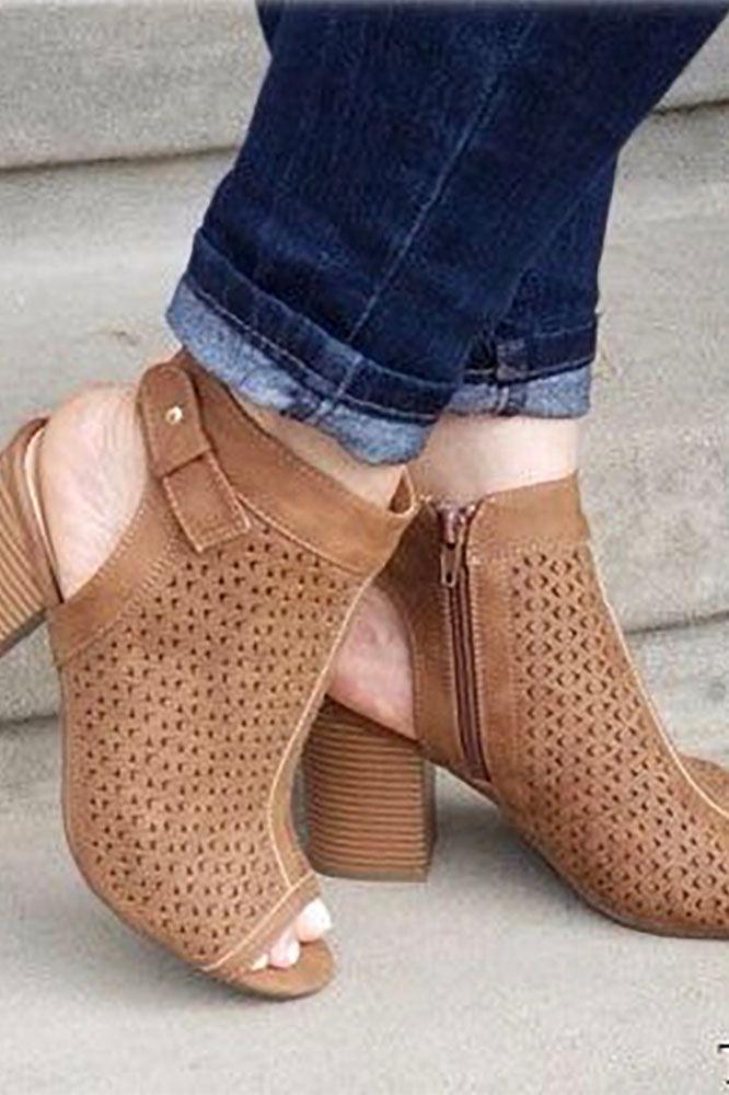Women's Faux Suede Peep Toe Bootie - Ankle Boots & Booties - BellanBlue