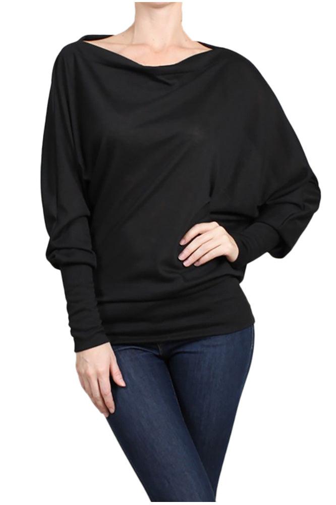 Women's Hacci Solid Knit Off-Shoulder Tunic Top - Shirts & Tops - BellanBlue