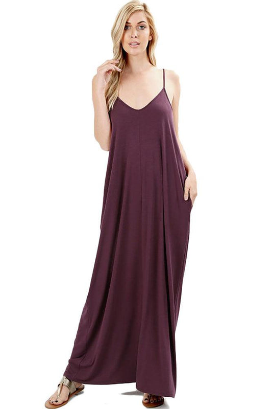Women's Maxi Dress Featuring Side Pockets - Dresses - BellanBlue