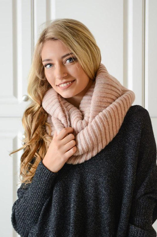 Women's Neutral Ribbed Infinity Snood Scarf - Scarves & Shawls - BellanBlue