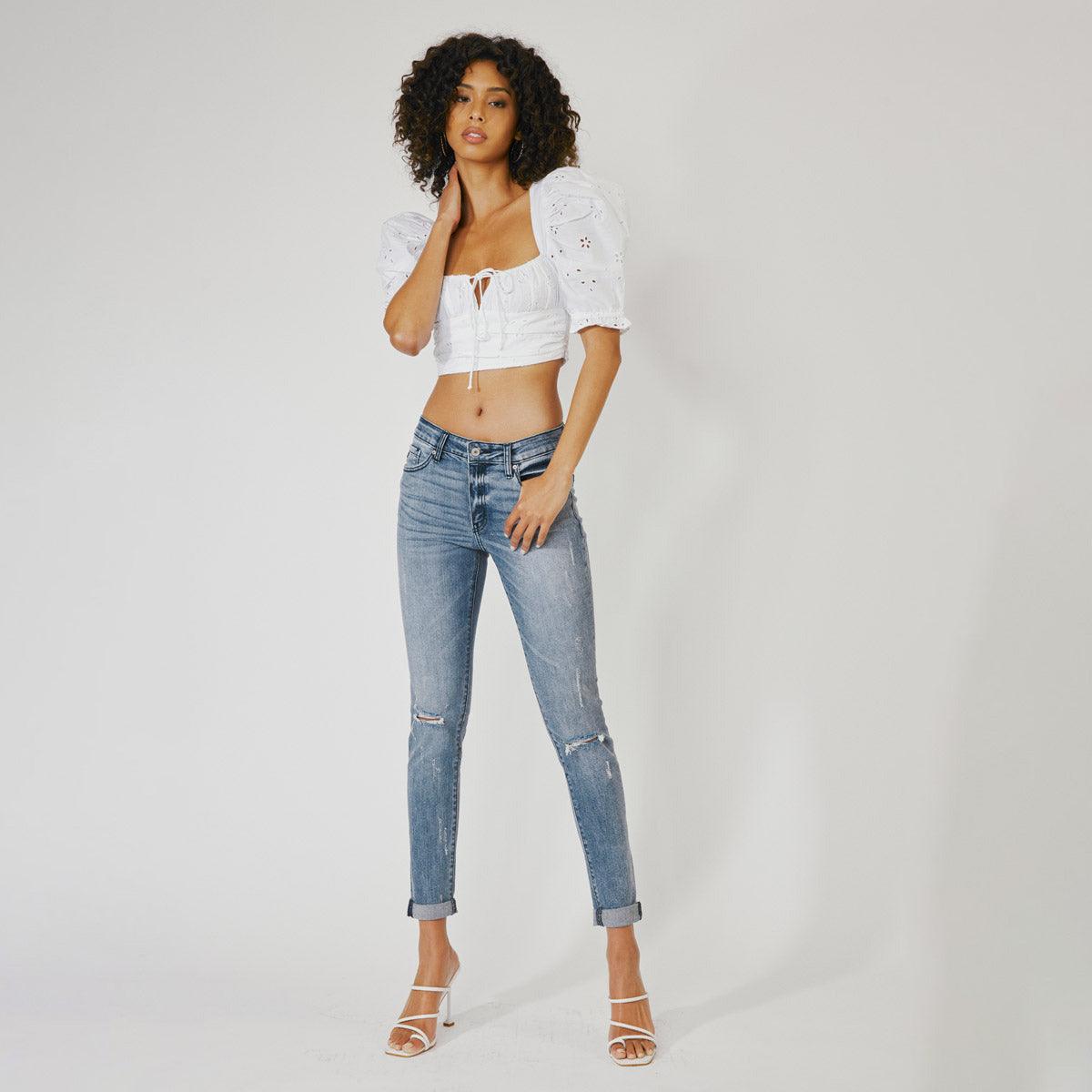 Women's Rise Classic Skinny Distressed Denim Jeans - Jeans - BellanBlue
