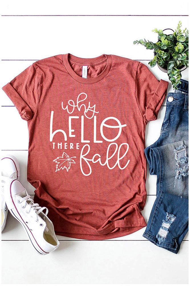 Women's Why Hello There Fall Graphic Tee - Shirts & Tops - BellanBlue