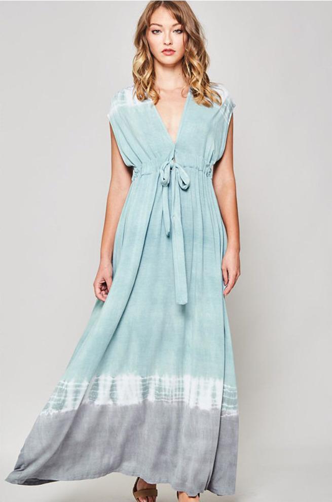 Women Sleeveless Tie-Dye Maxi Dress - Dresses - BellanBlue